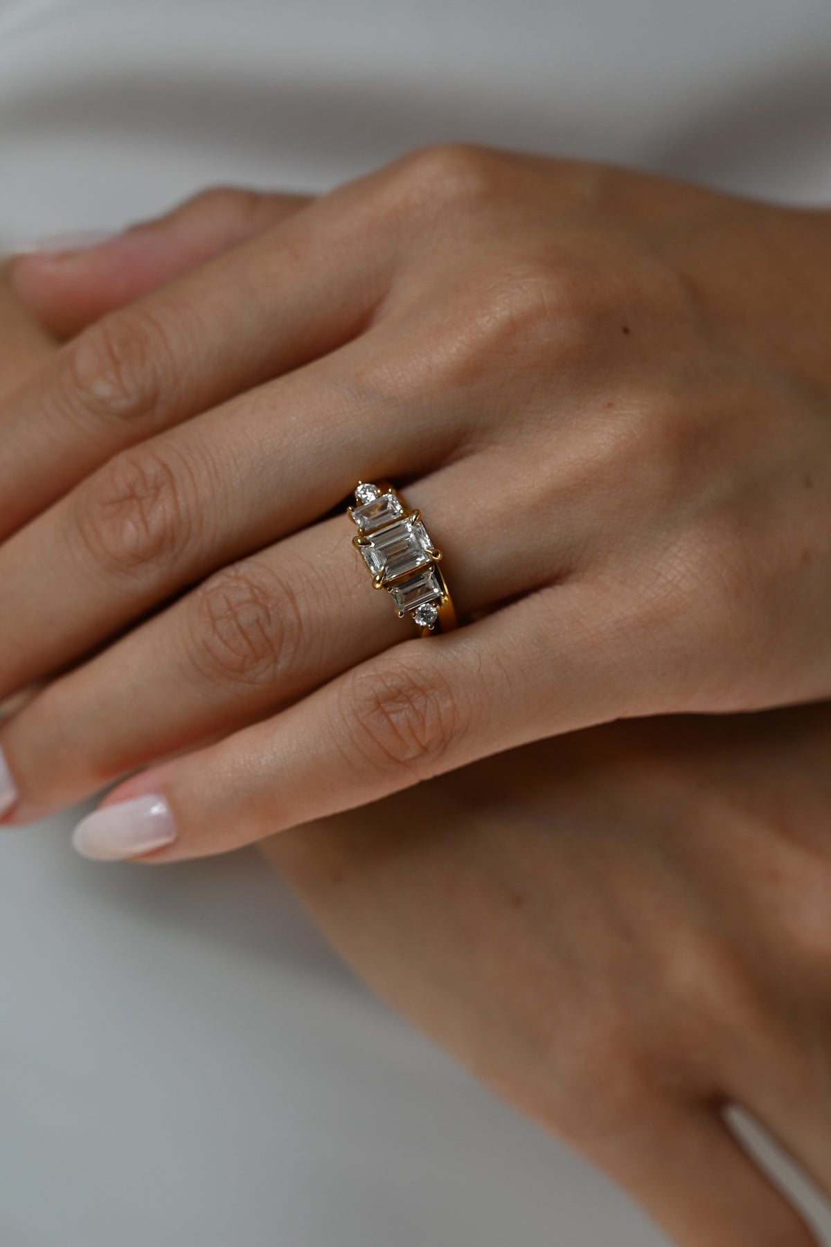 Hazel Emerald Cut 5 Stone Engagement Ring