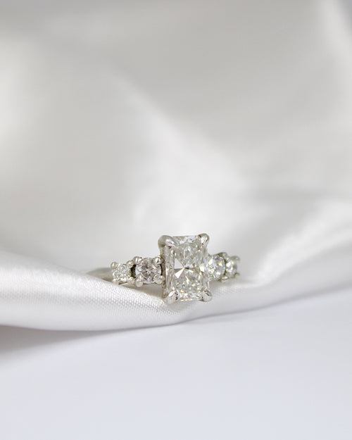 Amy | Hannah McDanielson Jewellery - Radiant cut lab diamond five stone tapered ring