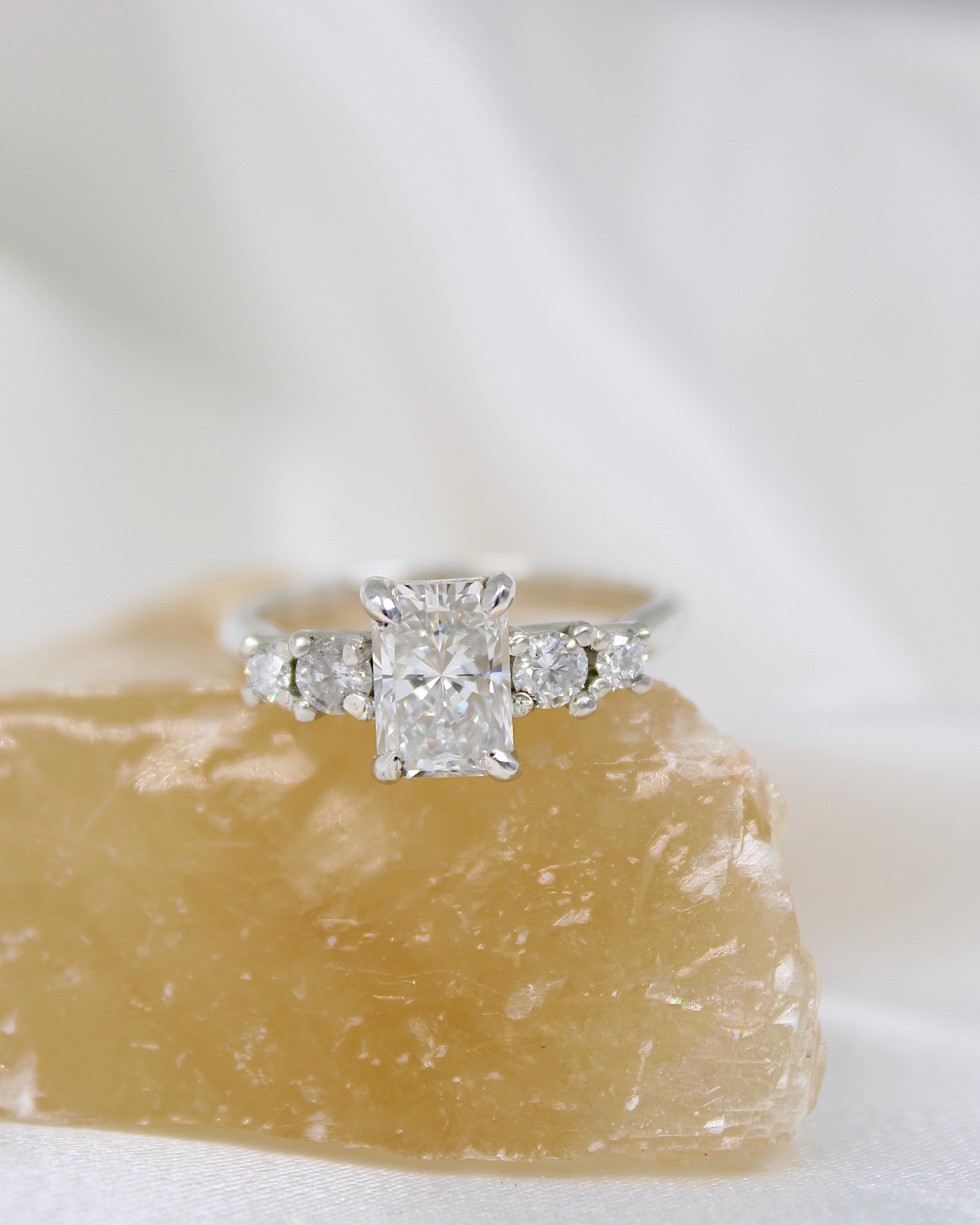 Amy | Hannah McDanielson Jewellery - Radiant cut lab diamond five stone tapered ring