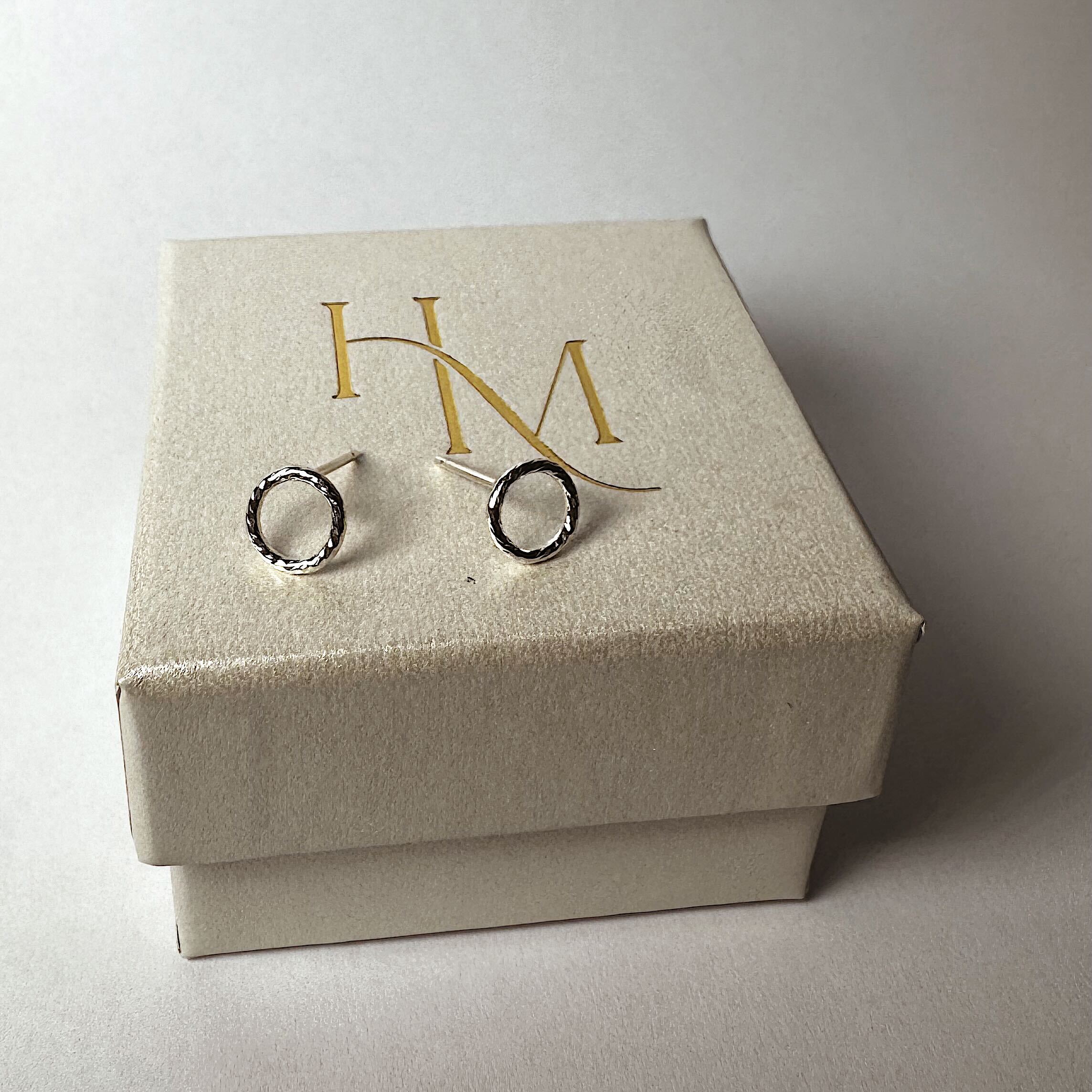 Dainty circle studs | Hannah McDanielson Jewellery - dainty twist 7mm sterling silver circle hoop studs