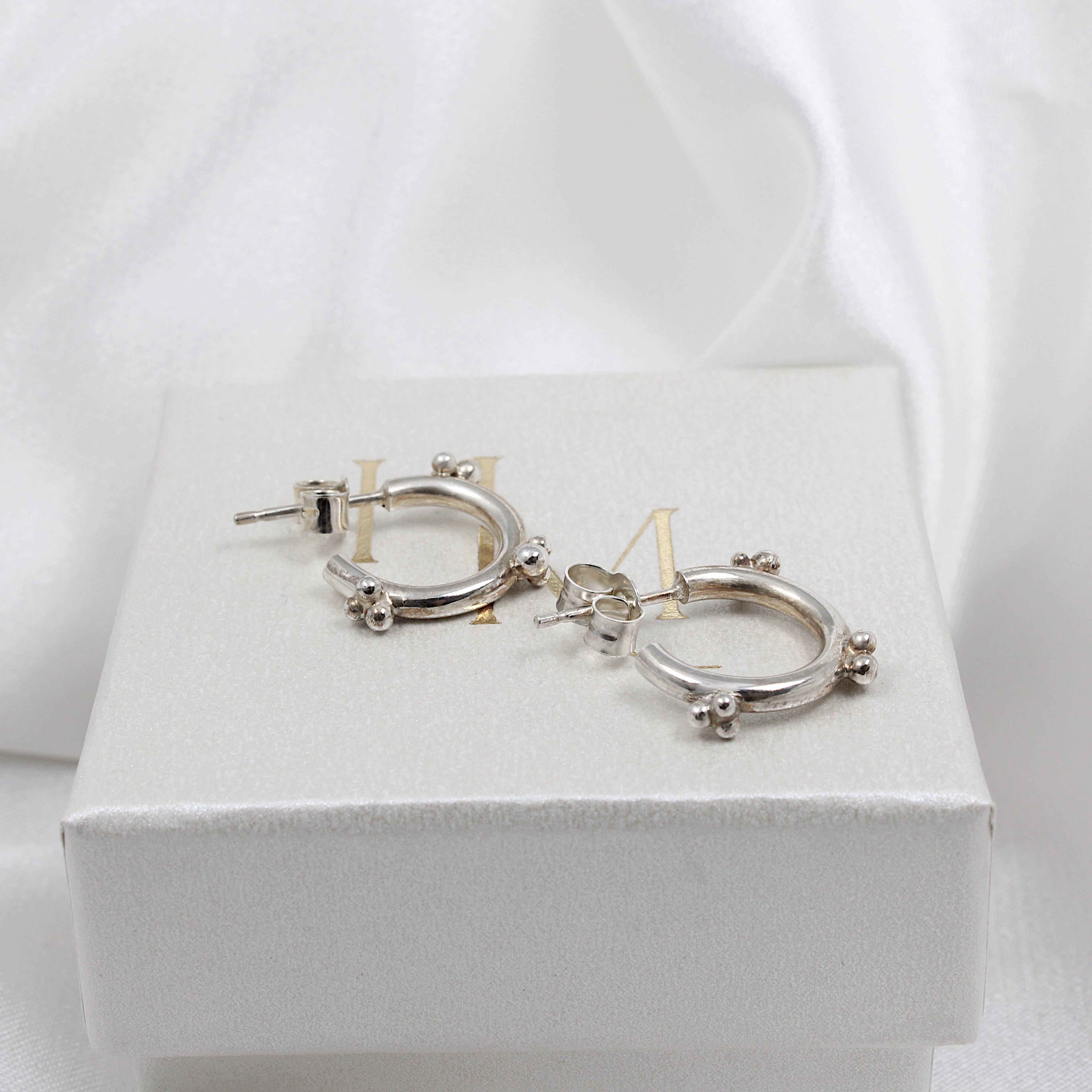 Granulation hoops | Hannah McDanielson Jewellery - sterling silver granulation bubble hoops