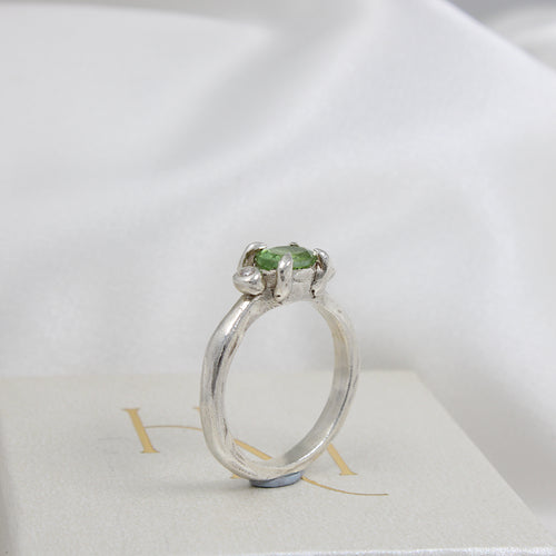 Brazilian Green Tourmaline Trilogy Ring | Hannah McDanielson Jewellery - Sterling Silver tourmaline trilogy ring