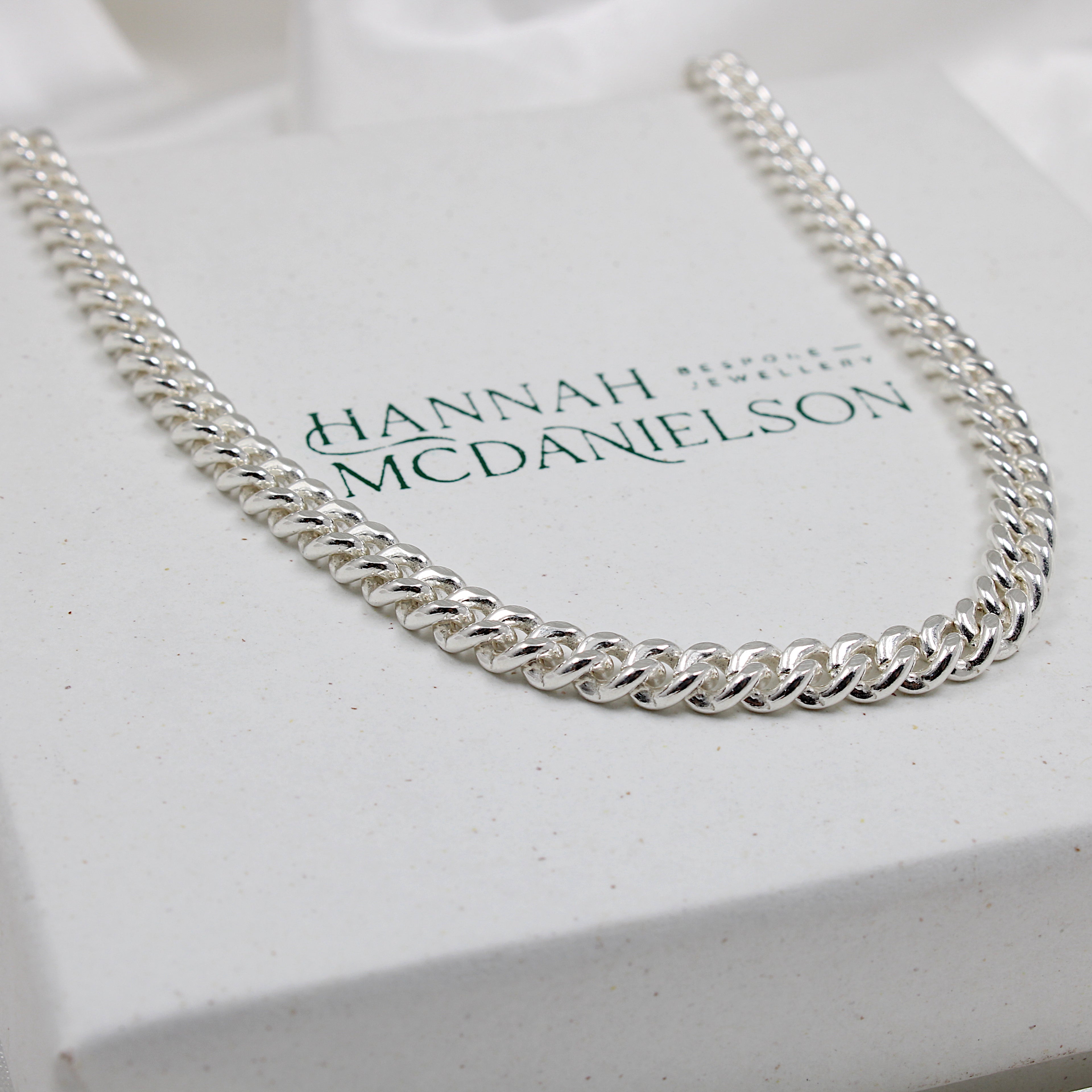 Men's curb chain | Hannah McDanielson Jewellery - sterling silver 4mm 18 inch chain