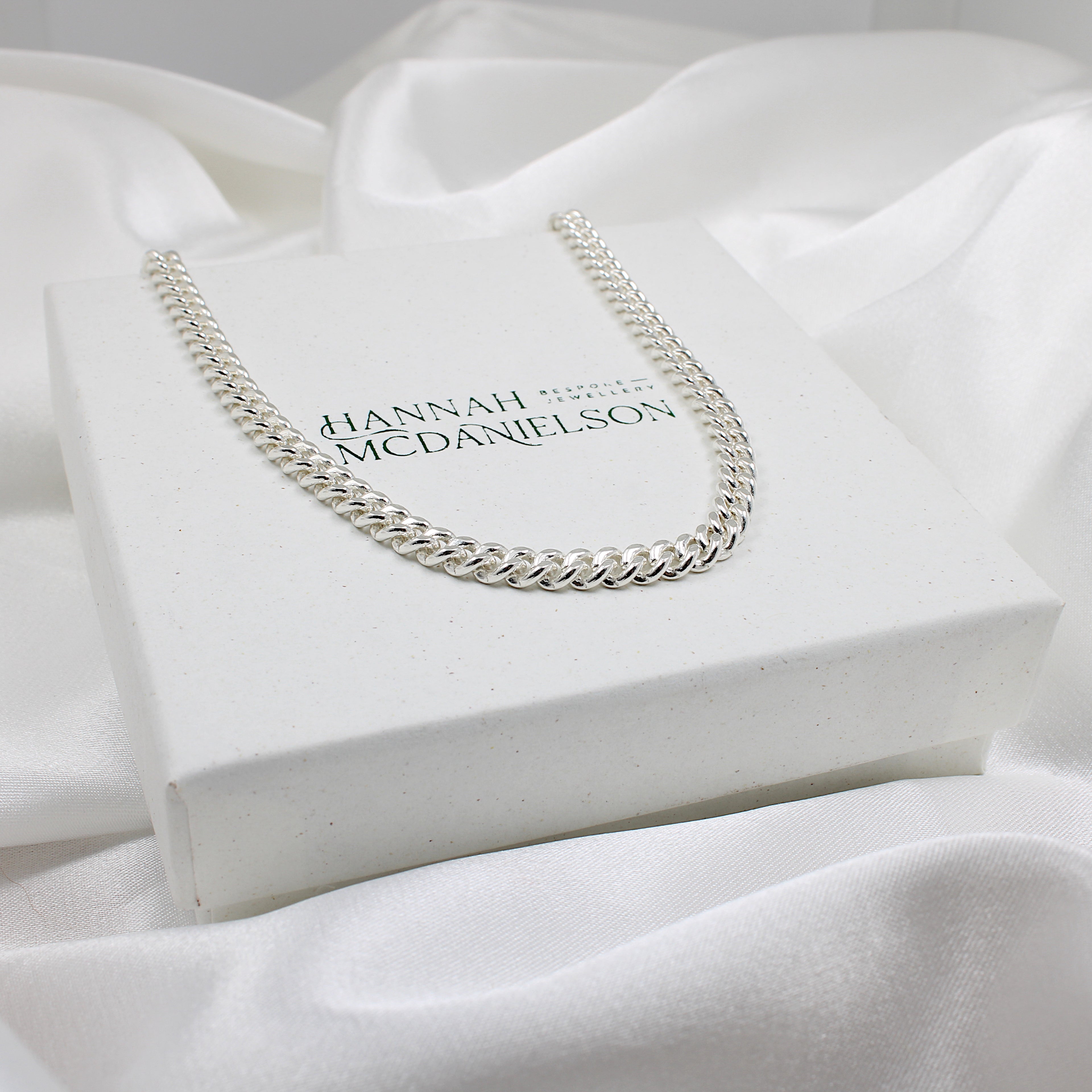 Men's curb chain | Hannah McDanielson Jewellery - sterling silver 4mm 18 inch chain
