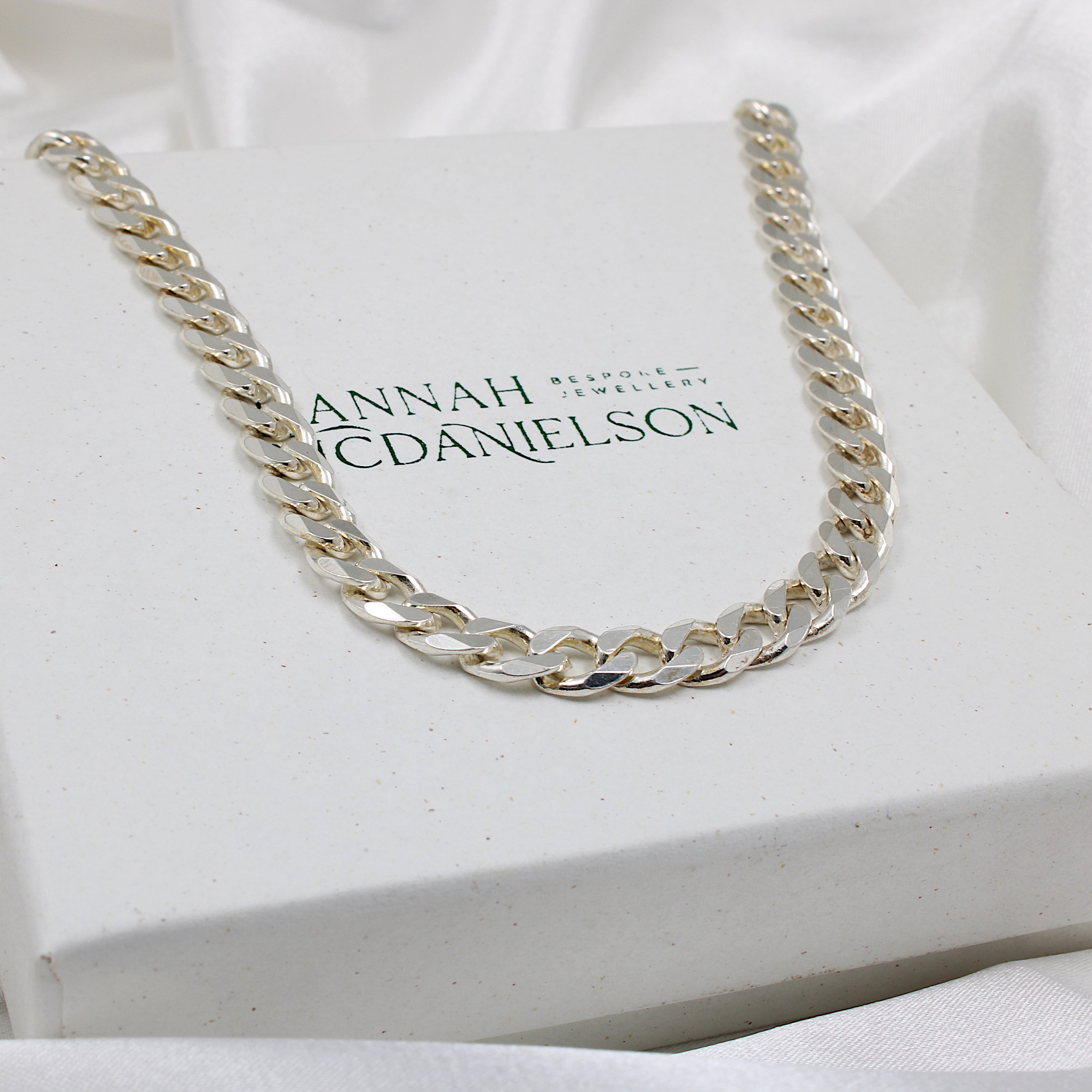 Silver plated chain | Hannah McDanielson Jewellery - 6mm sterling silver plated chunky curb chain