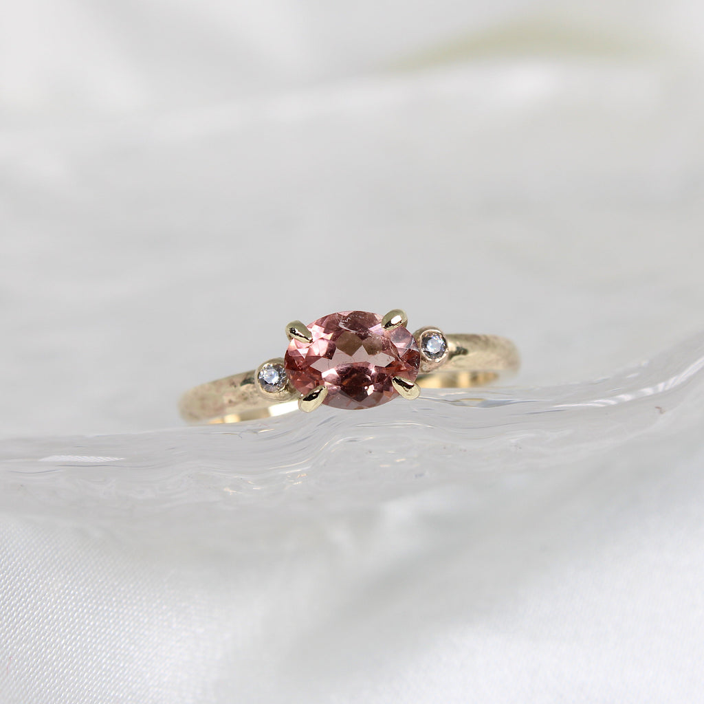 One of a kind peach tourmaline ring | Hannah McDanielson Jewellery - 9ct yellow gold tourmaline ring