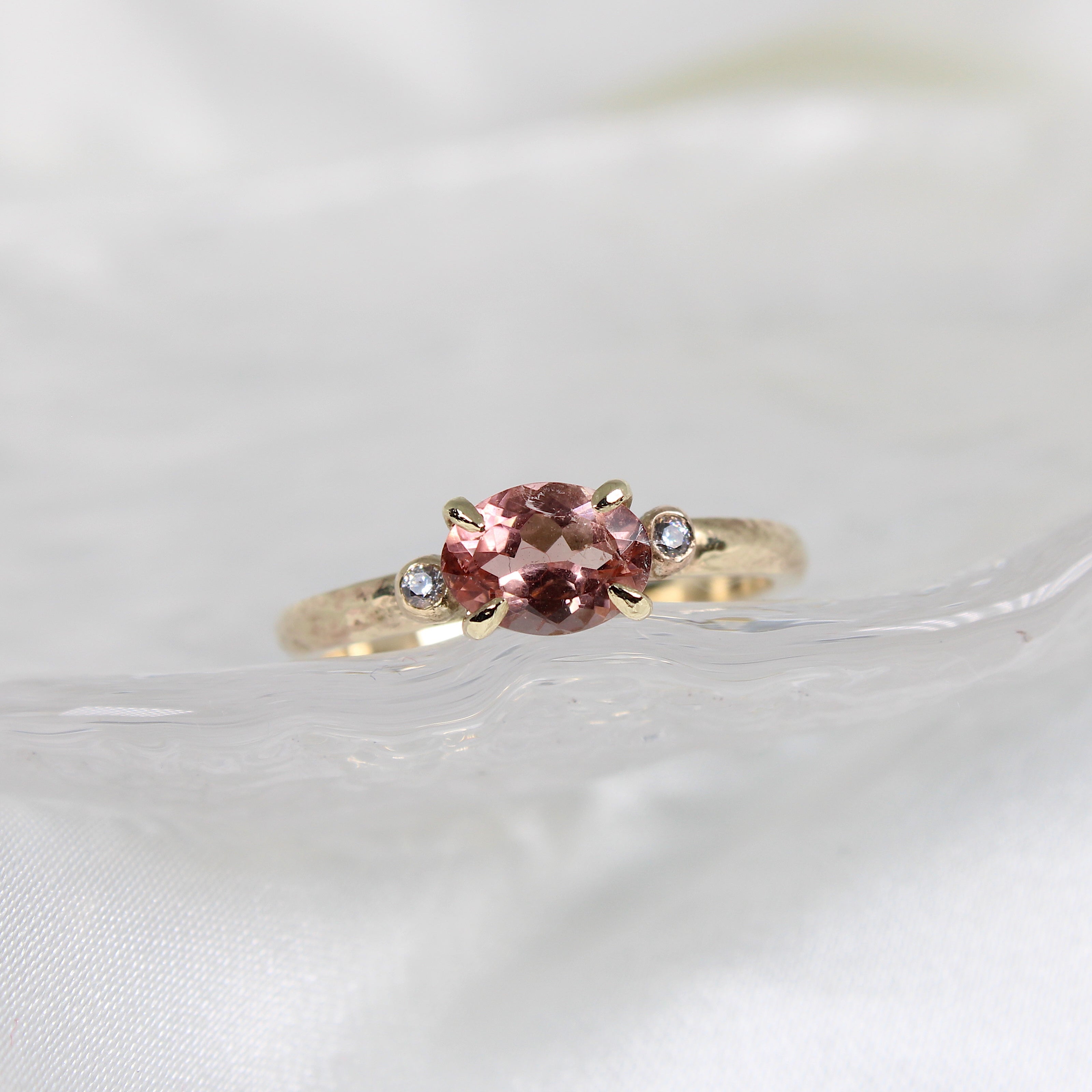 One of a kind peach tourmaline ring | Hannah McDanielson Jewellery - 9ct yellow gold tourmaline ring