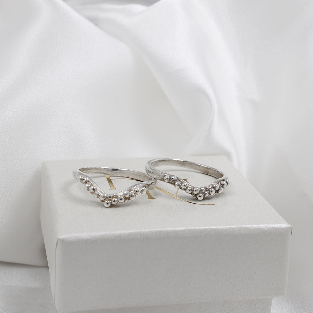 India ring | Hannah McDanielson Jewellery - sterling silver granulation bubble wishbone ring