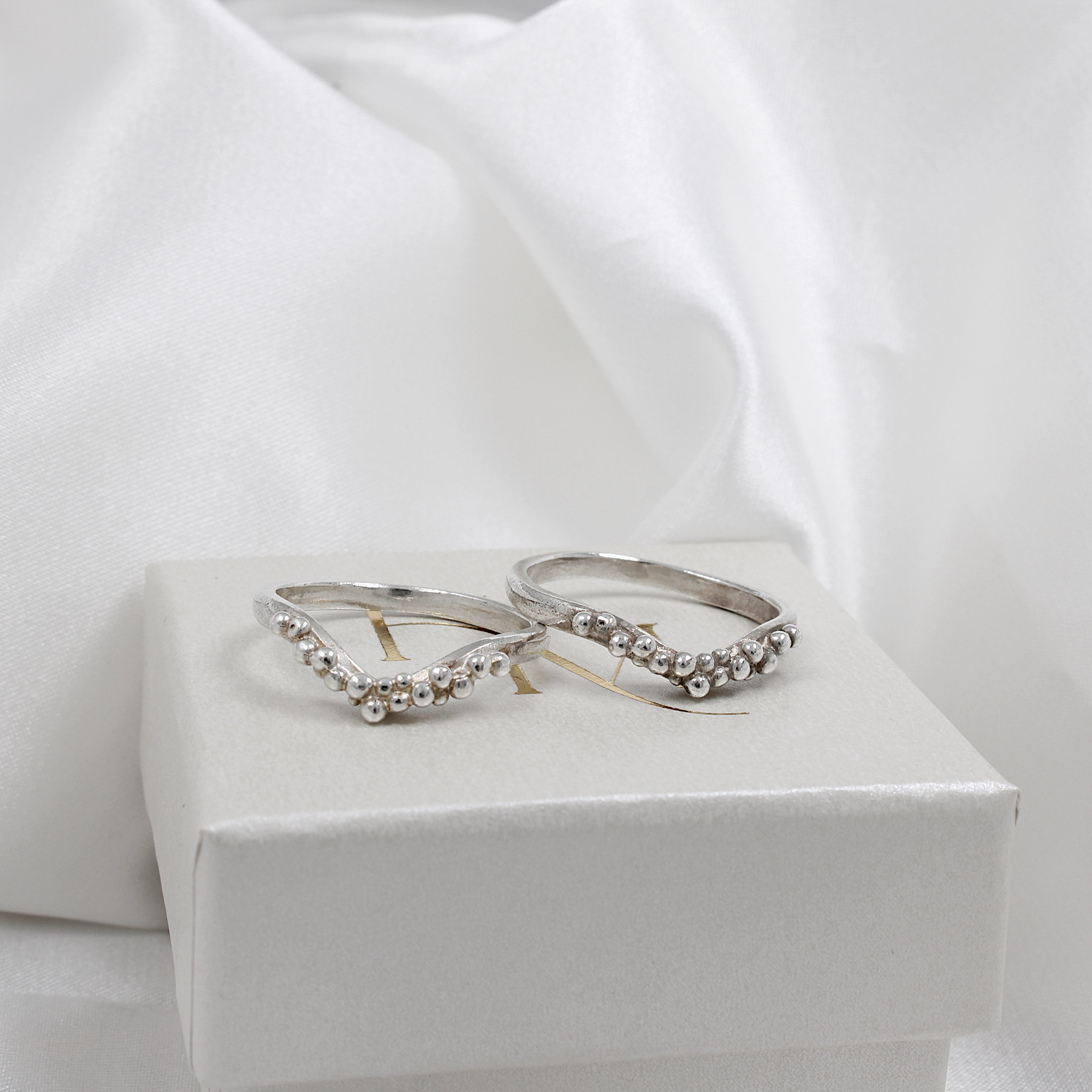 India ring | Hannah McDanielson Jewellery - sterling silver granulation bubble wishbone ring