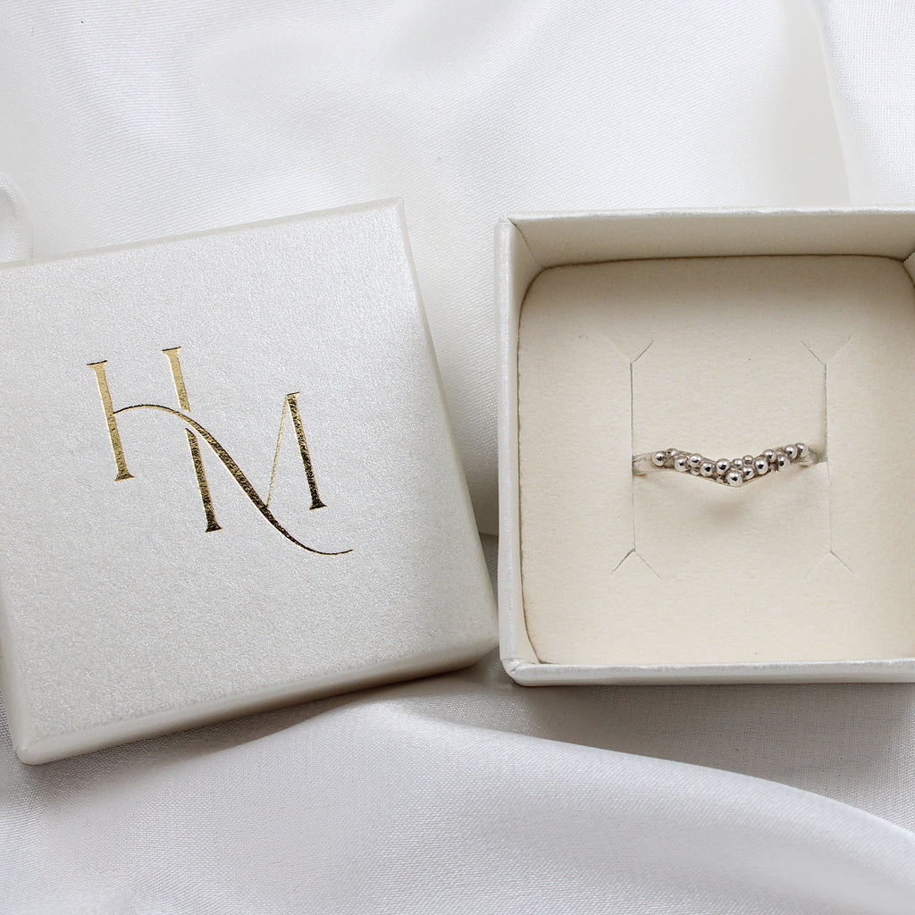 India ring | Hannah McDanielson Jewellery - sterling silver granulation bubble wishbone ring